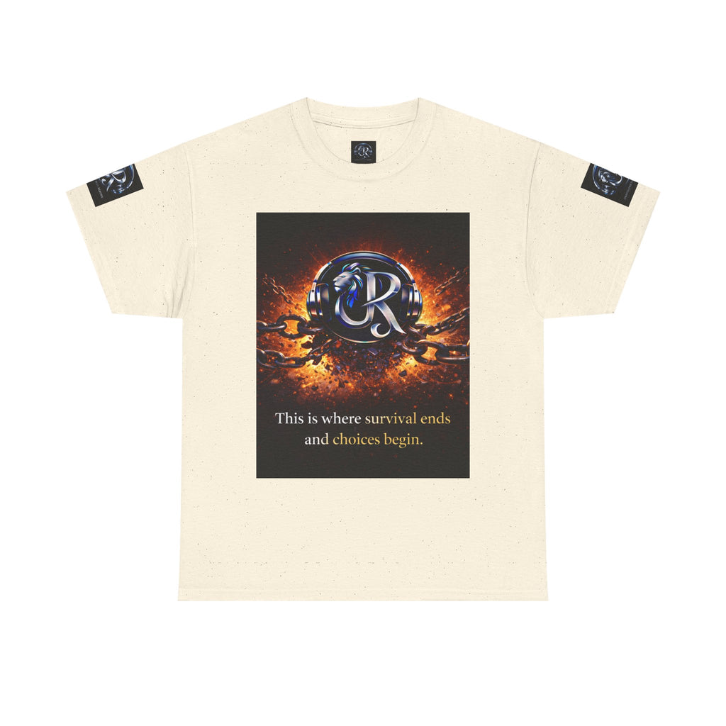Graphic Tee — 'This is where survival ends and choices begin' Emblem