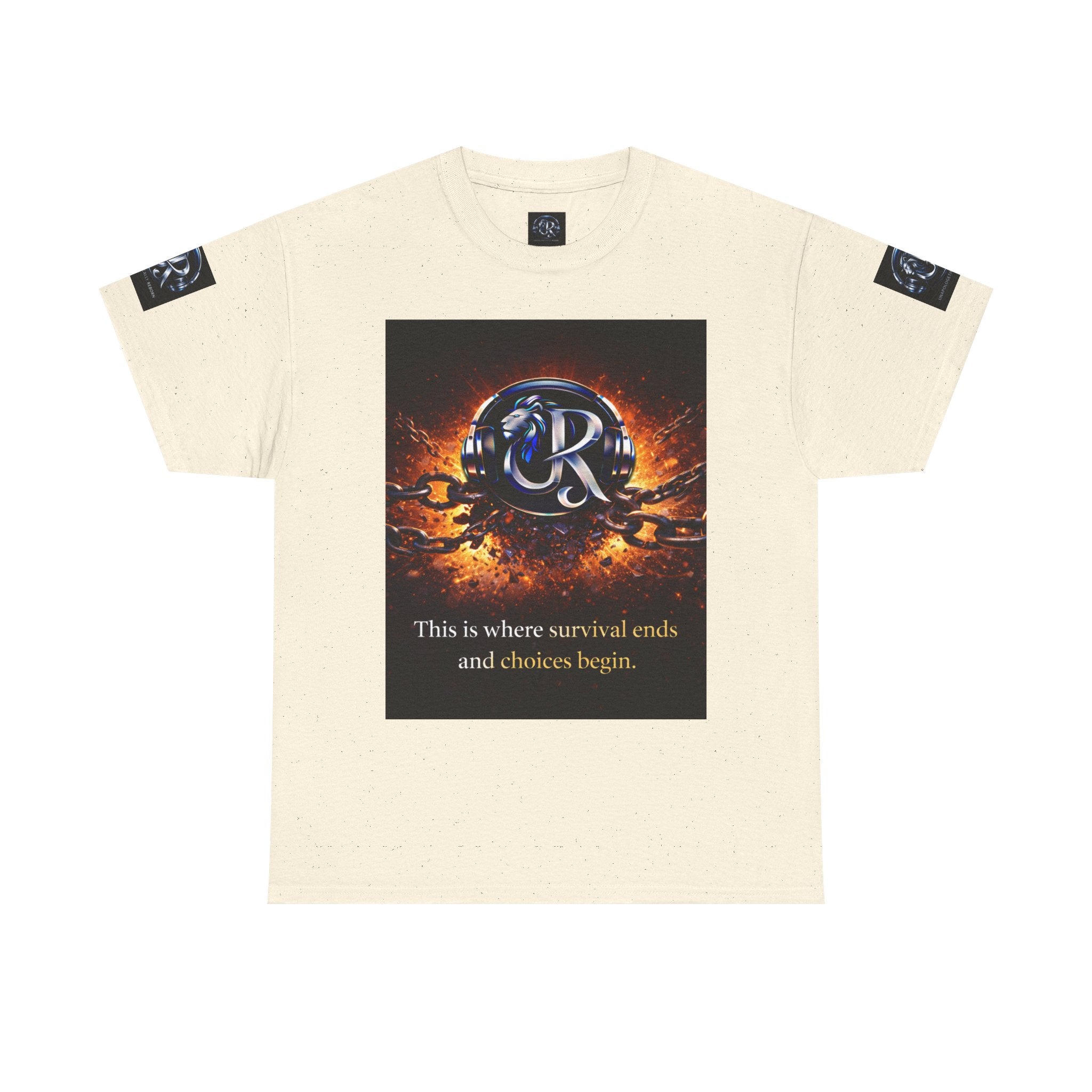 Graphic Tee — 'This is where survival ends and choices begin' Emblem