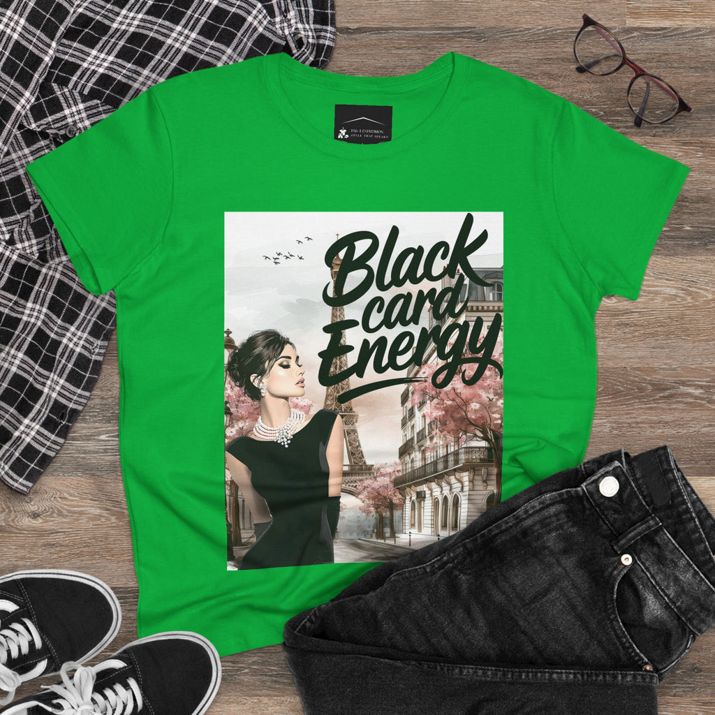 Black Card Energy Women's Tee — Vintage Glam Graphic T-Shirt