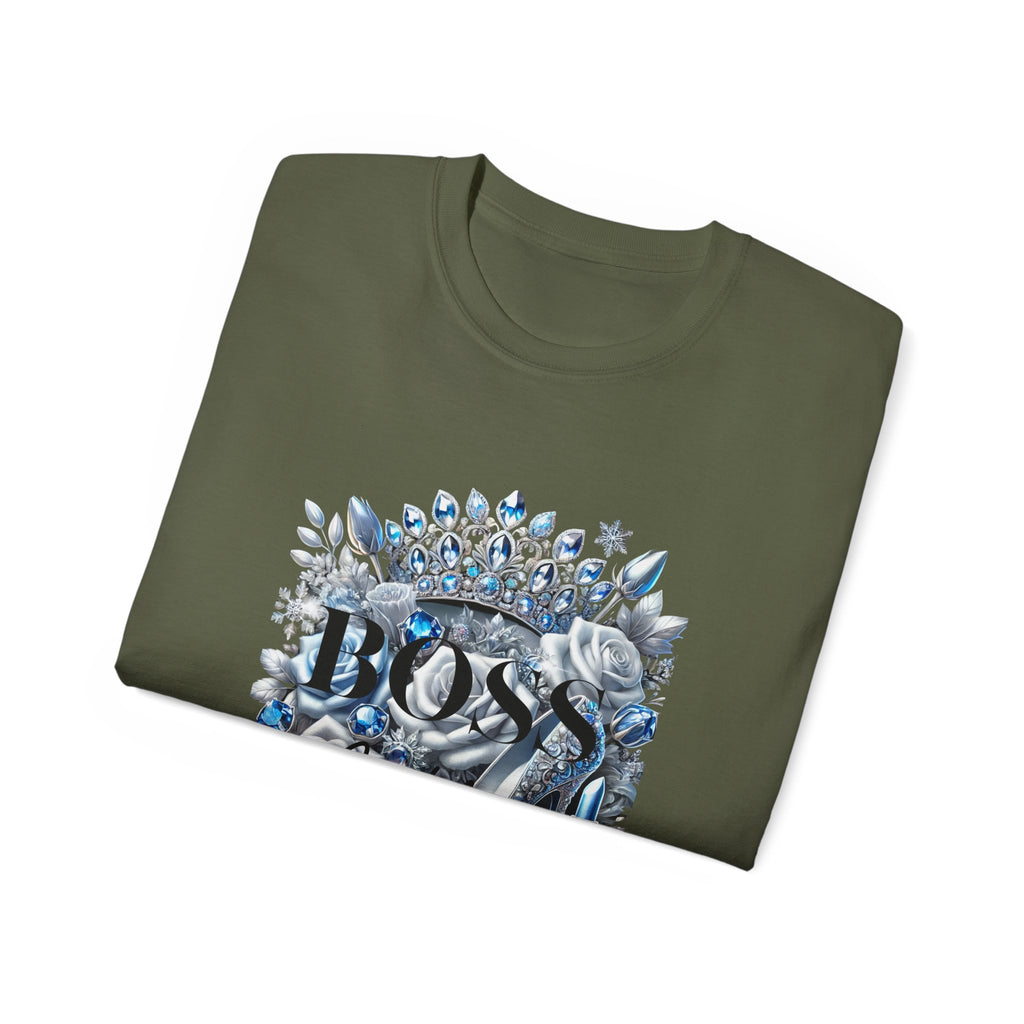 Boss Lady Tee — Women's Empowerment Graphic T‑Shirt (Crown & Roses Design)