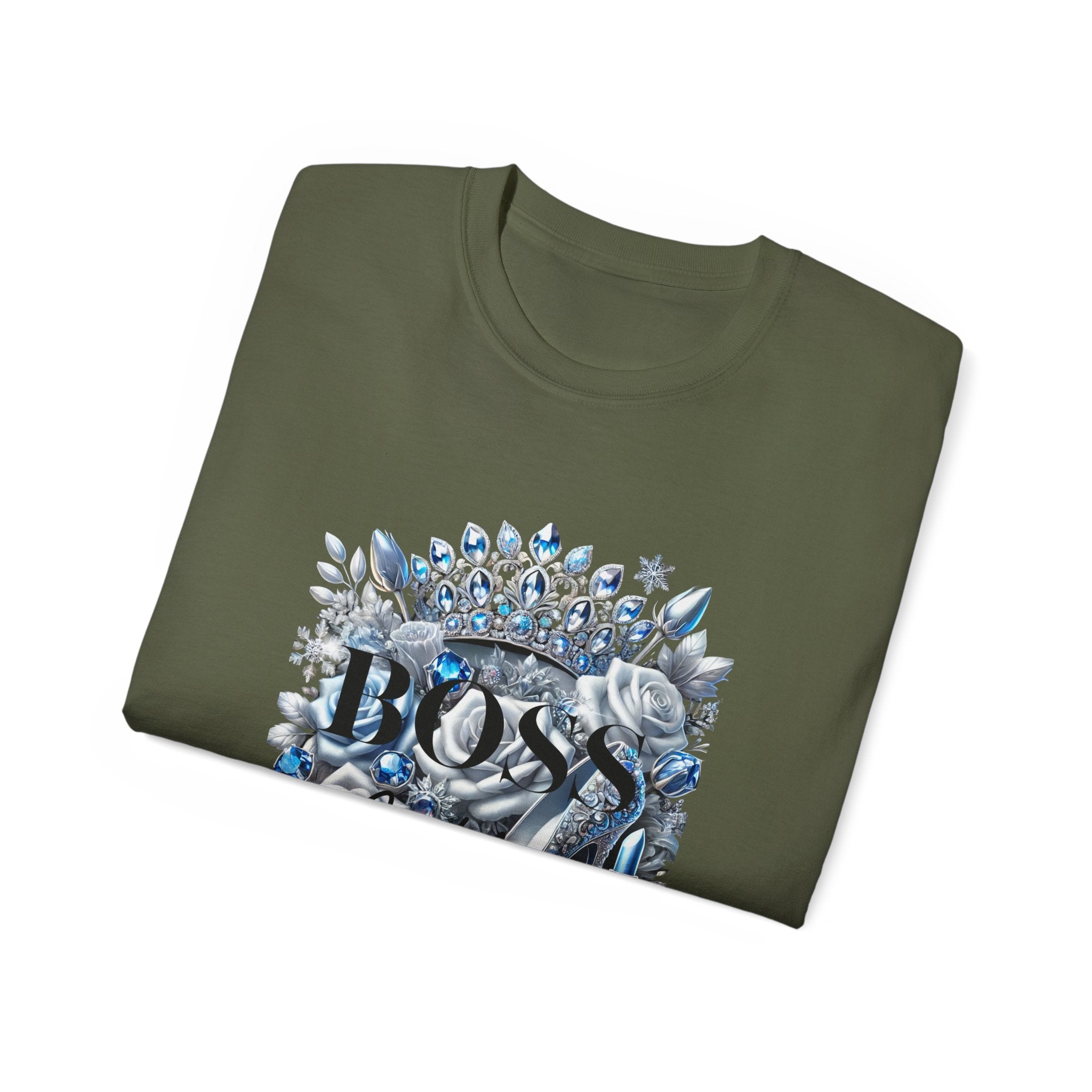 Boss Lady Tee — Women's Empowerment Graphic T‑Shirt (Crown & Roses Design)