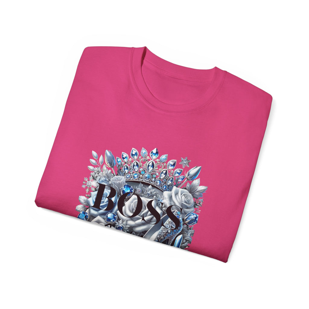Boss Lady Tee — Women's Empowerment Graphic T‑Shirt (Crown & Roses Design)