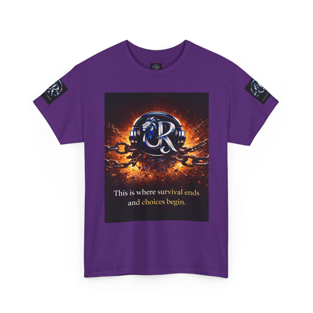 Graphic Tee — 'This is where survival ends and choices begin' Emblem