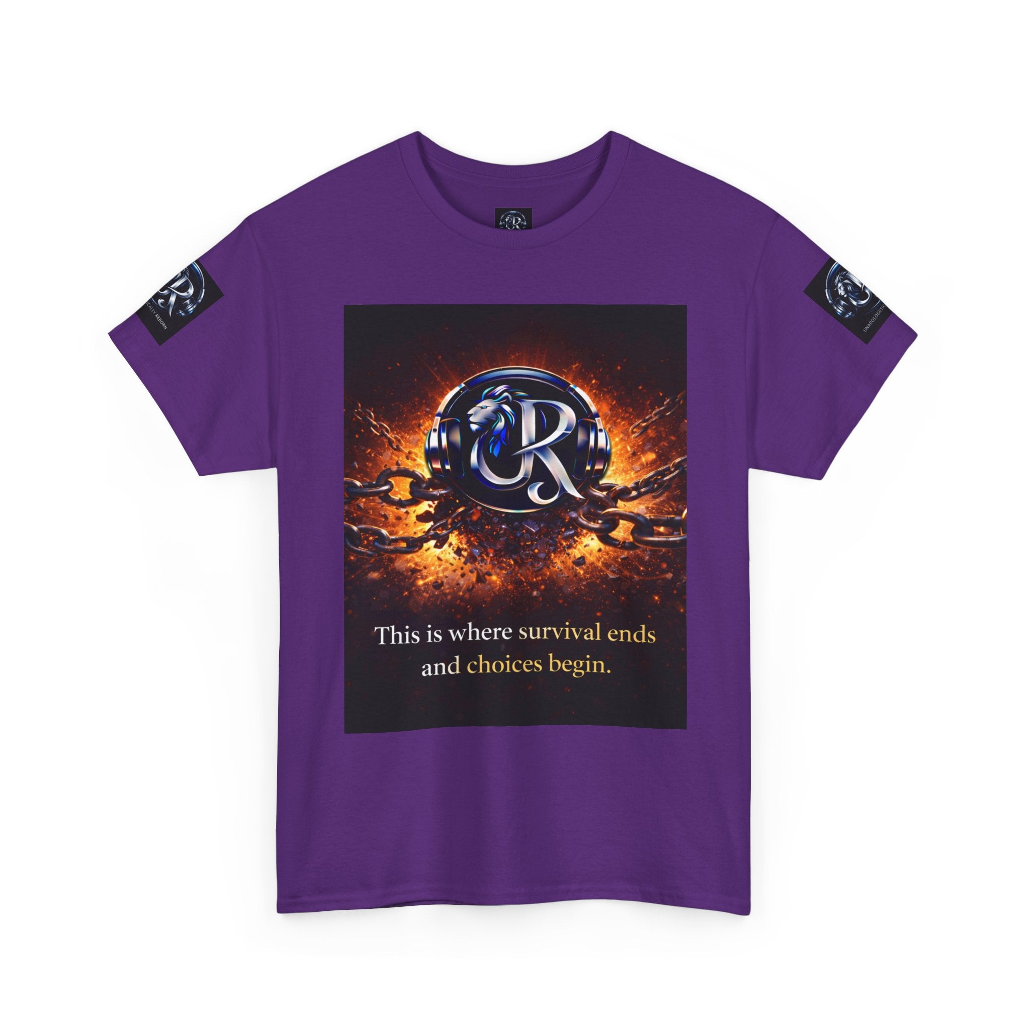 Graphic Tee — 'This is where survival ends and choices begin' Emblem