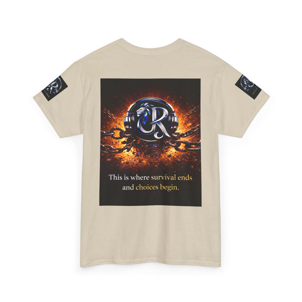 Graphic Tee — 'This is where survival ends and choices begin' Emblem