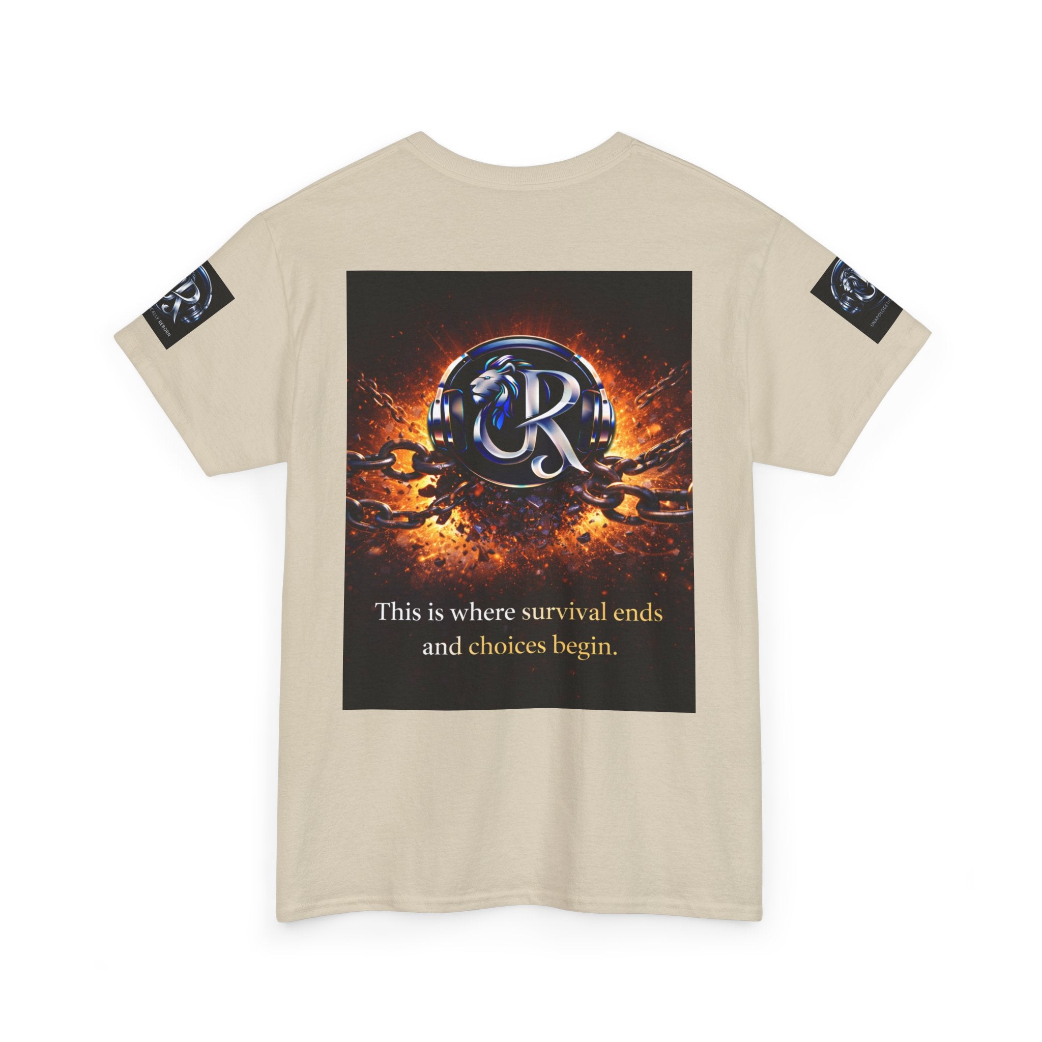 Graphic Tee — 'This is where survival ends and choices begin' Emblem