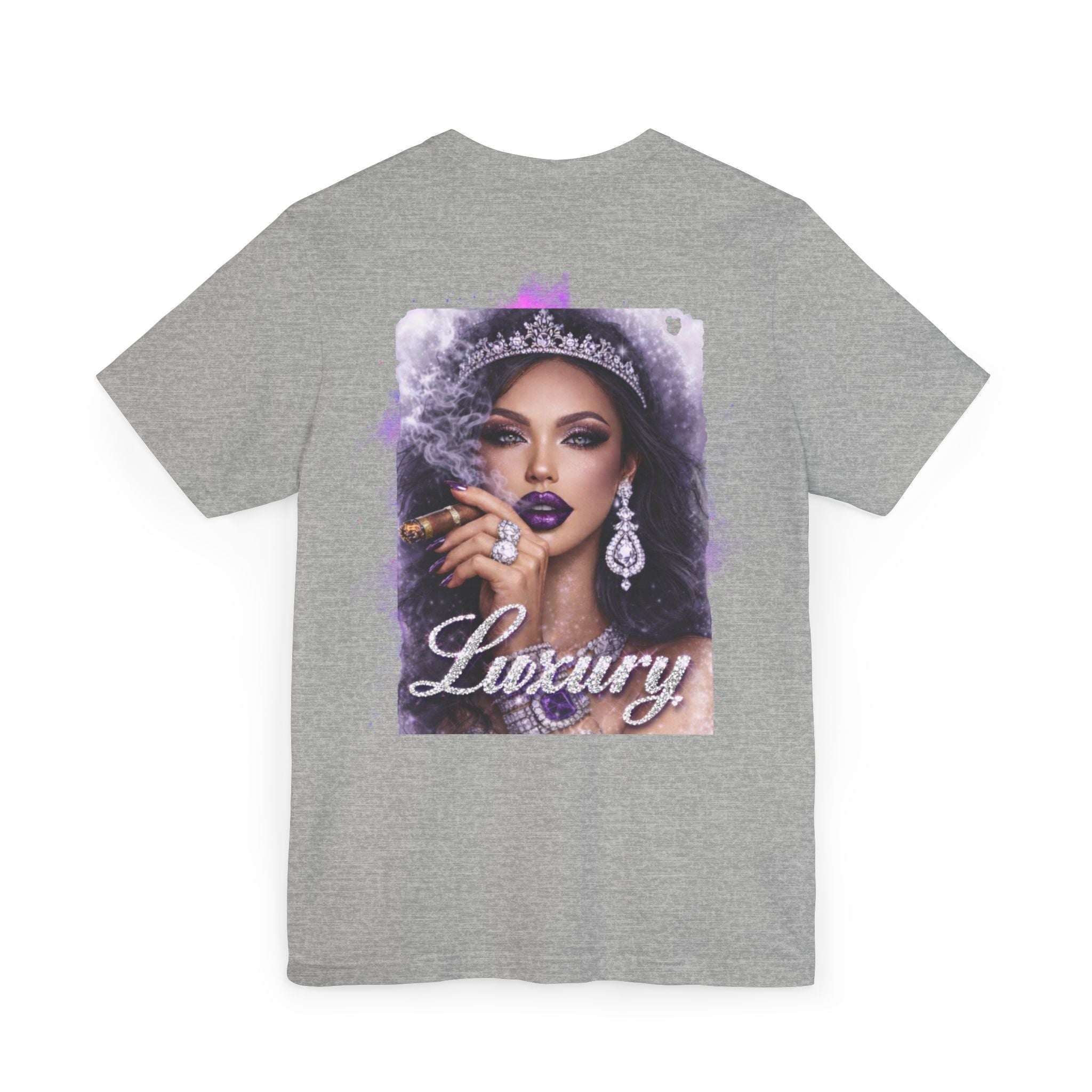 Luxury Queen T-Shirt — Glam Portrait Tee with 'Luxury' Script