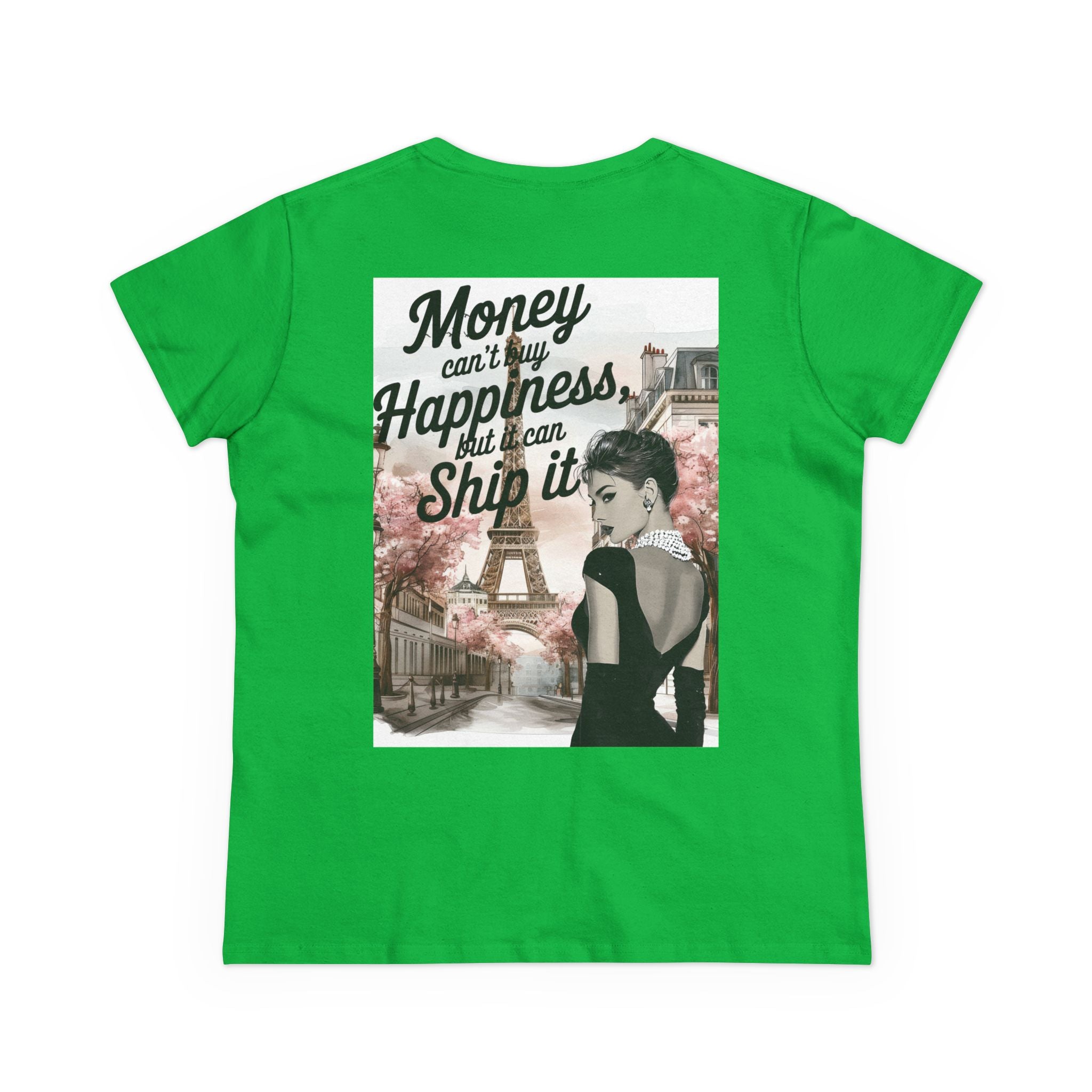 Parisian Audrey Hepburn Tee — "Money Can't Buy Happiness, But I Can Ship It" Women's T‑Shirt