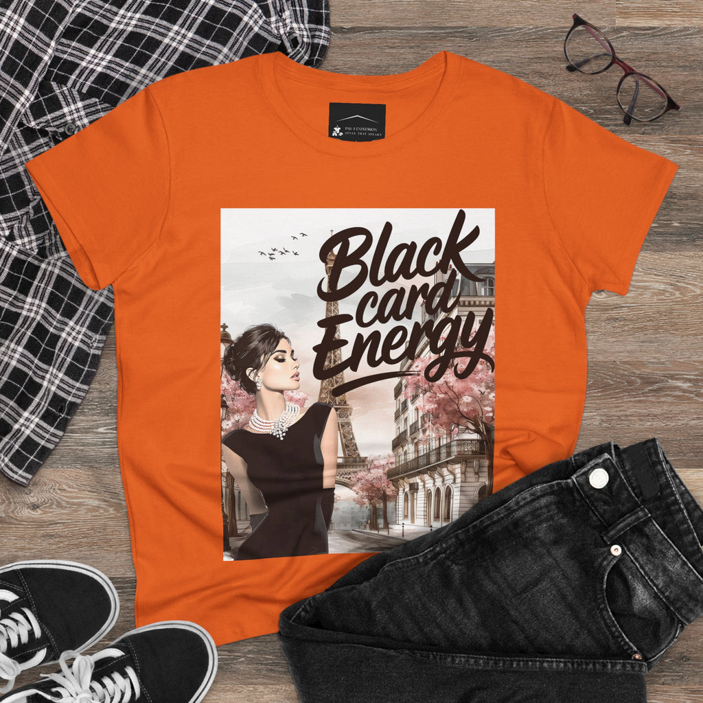 Black Card Energy Women's Tee — Vintage Glam Graphic T-Shirt