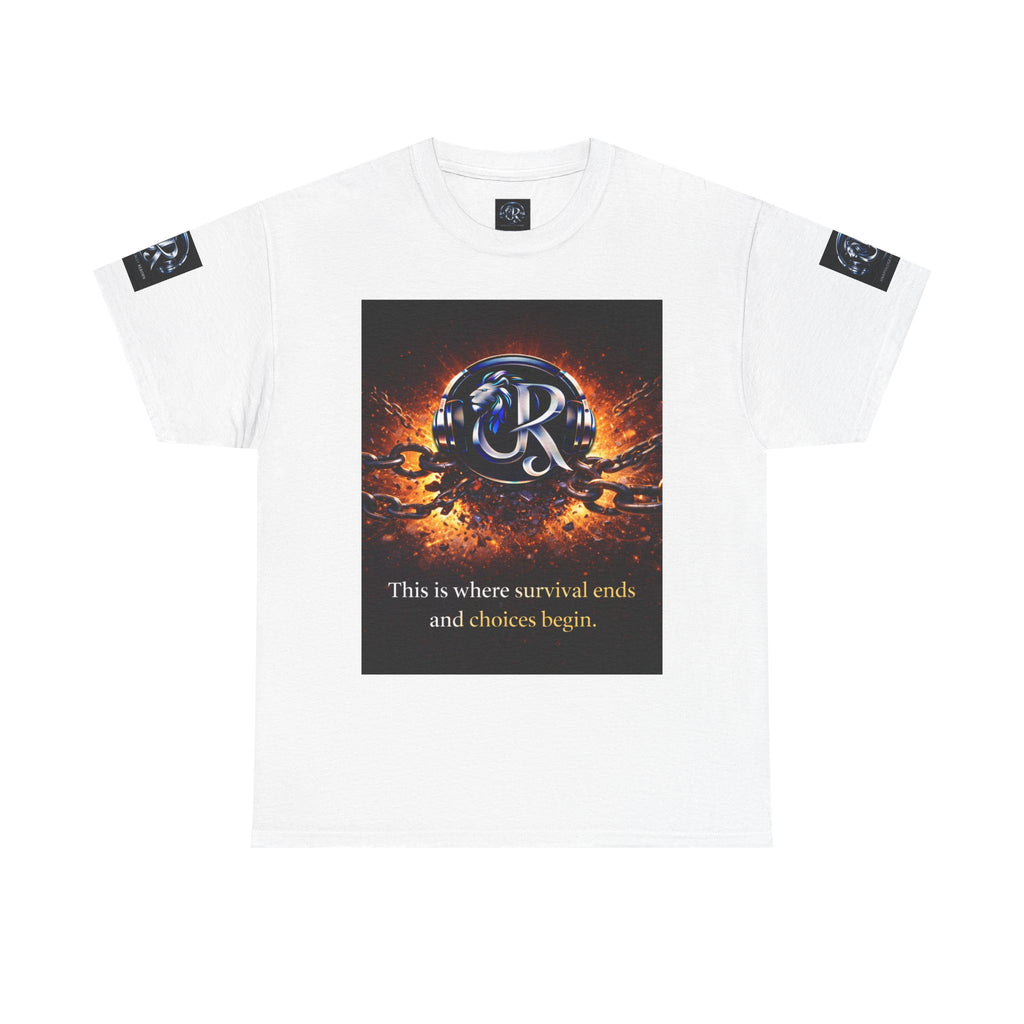 Graphic Tee — 'This is where survival ends and choices begin' Emblem