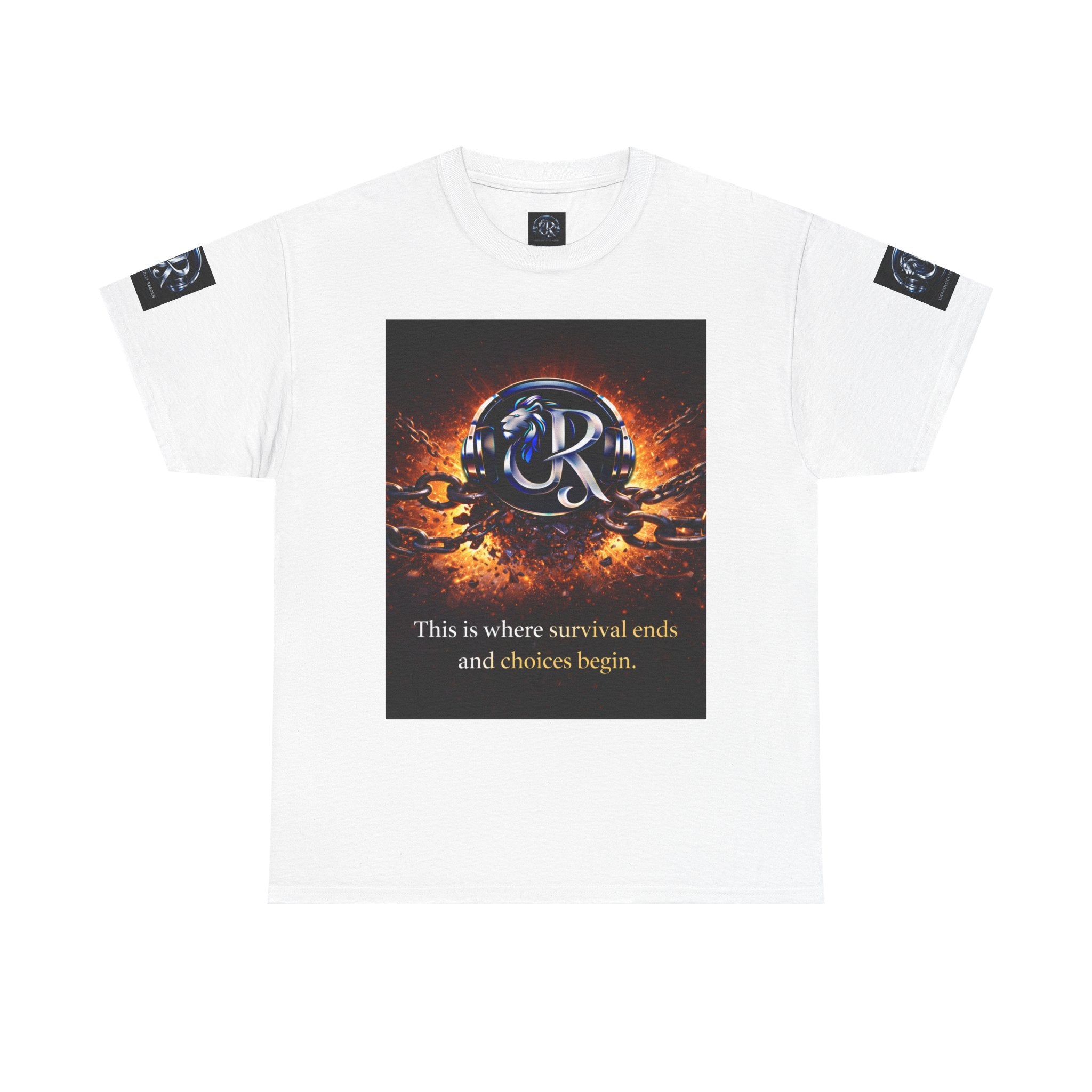 Graphic Tee — 'This is where survival ends and choices begin' Emblem