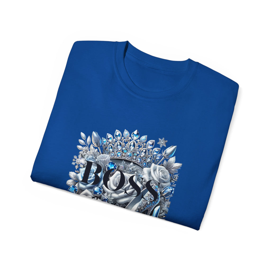Boss Lady Tee — Women's Empowerment Graphic T‑Shirt (Crown & Roses Design)