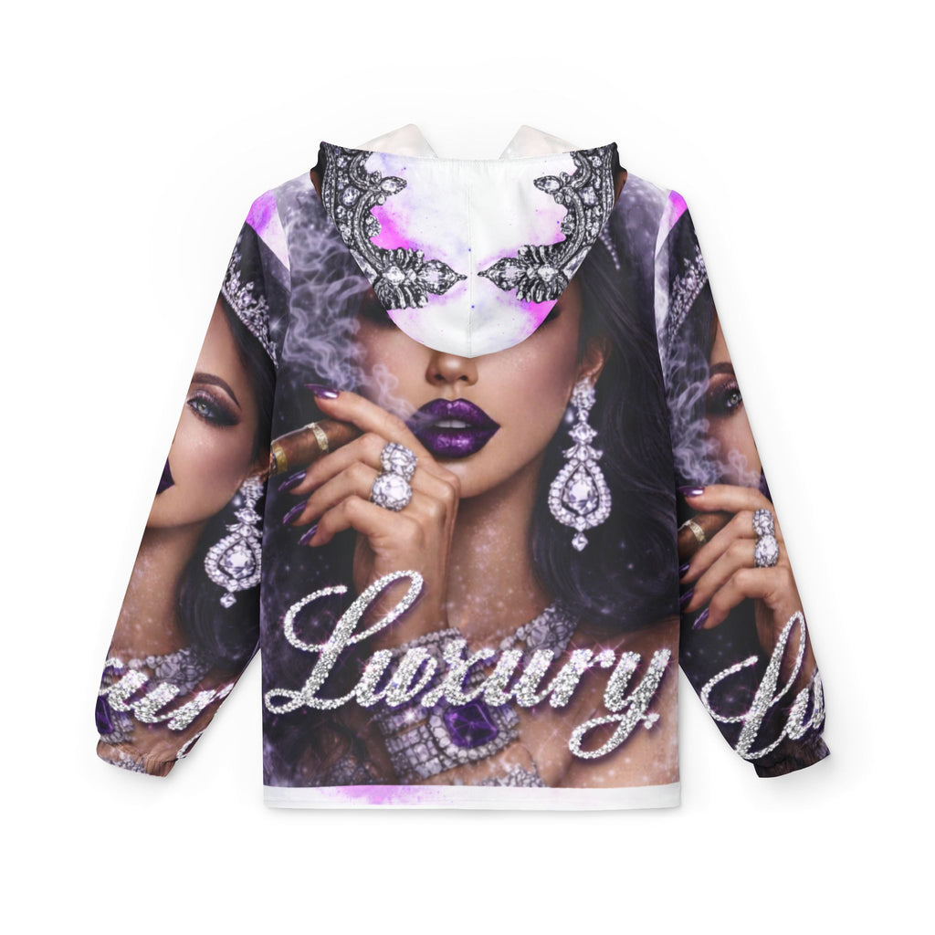 Luxury Queen Windbreaker Jacket — Glam Crown Portrait All-Over Print, Sale Ends 02/15/26