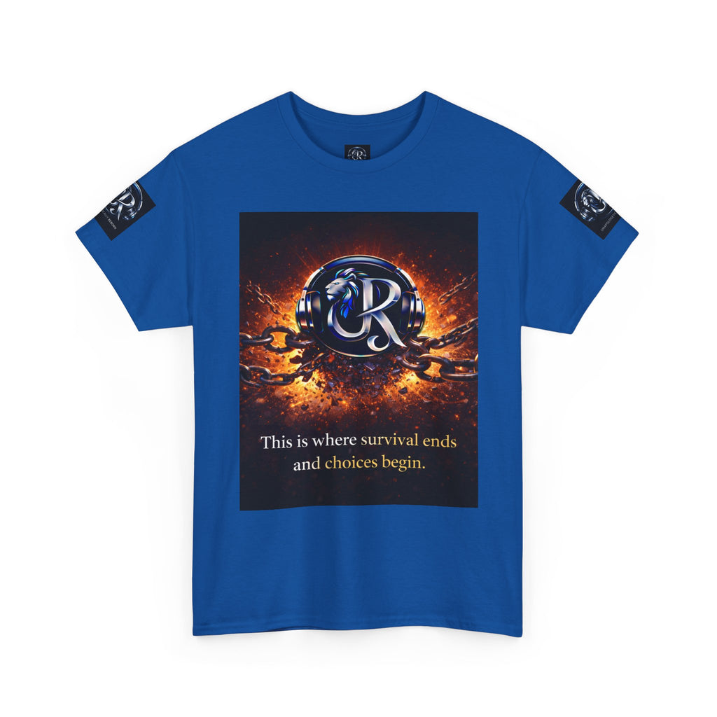 Graphic Tee — 'This is where survival ends and choices begin' Emblem