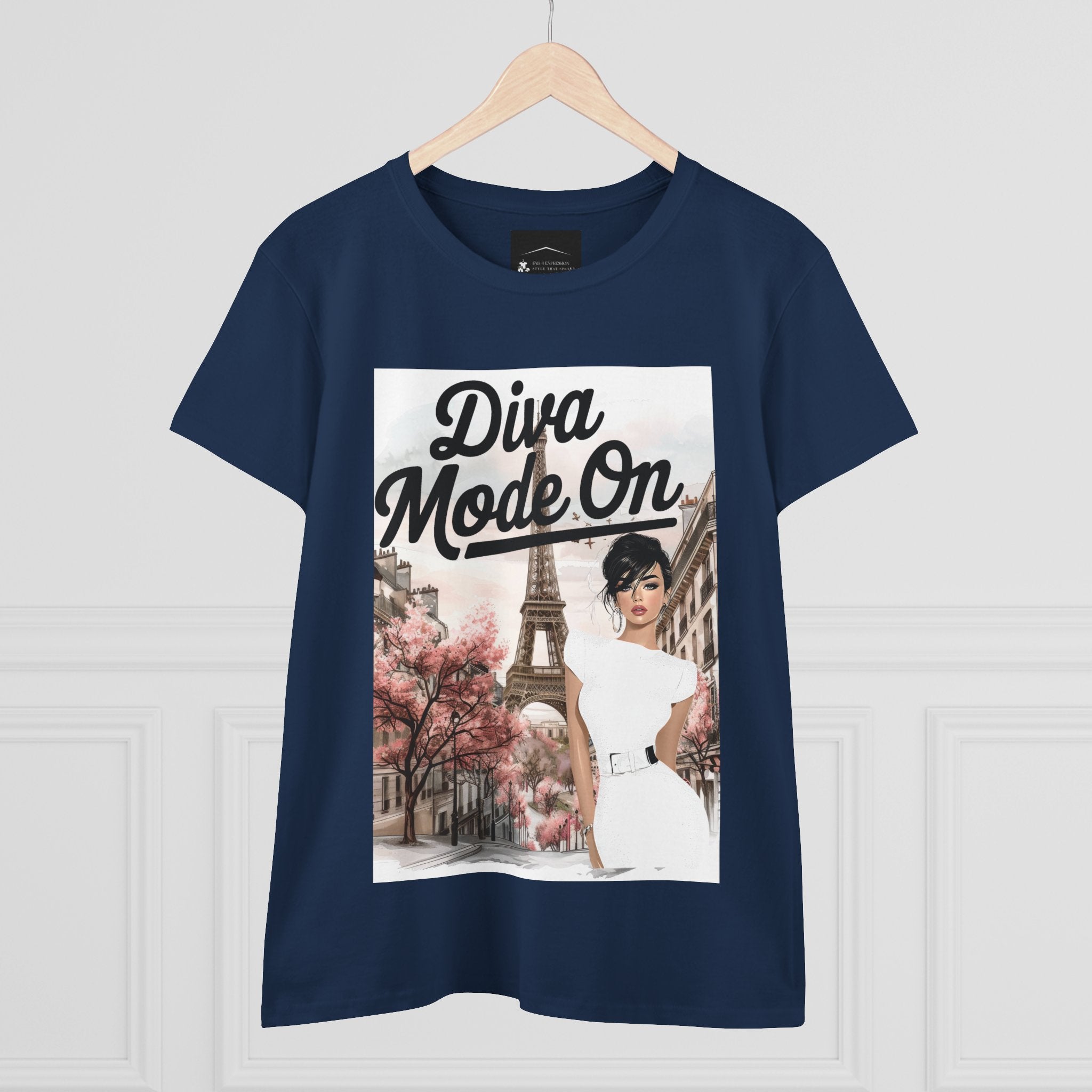 Diva Mode On Tee — Paris Chic Women's Graphic T‑Shirt