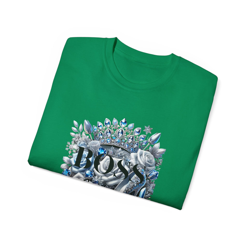 Boss Lady Tee — Women's Empowerment Graphic T‑Shirt (Crown & Roses Design)