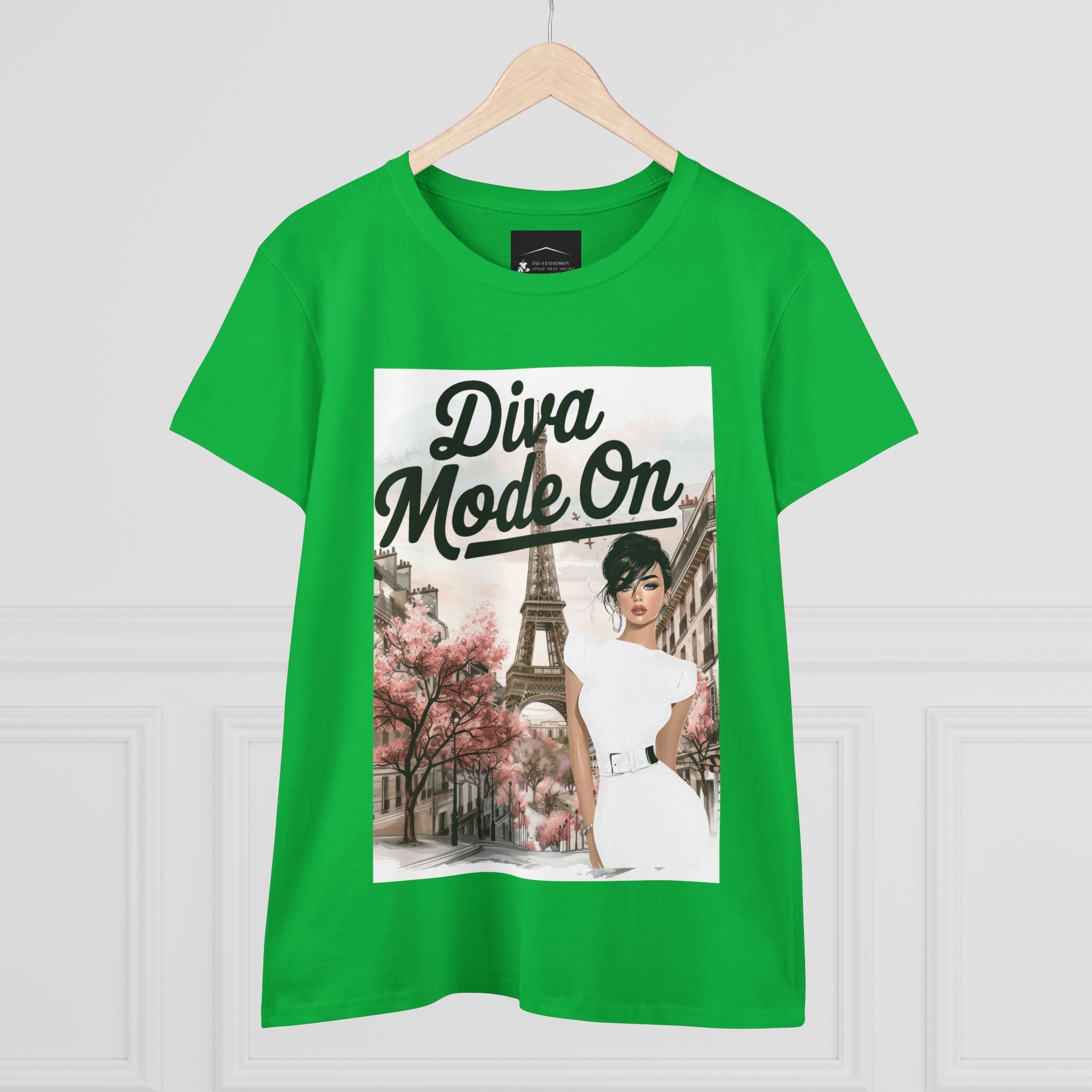 Diva Mode On Tee — Paris Chic Women's Graphic T‑Shirt