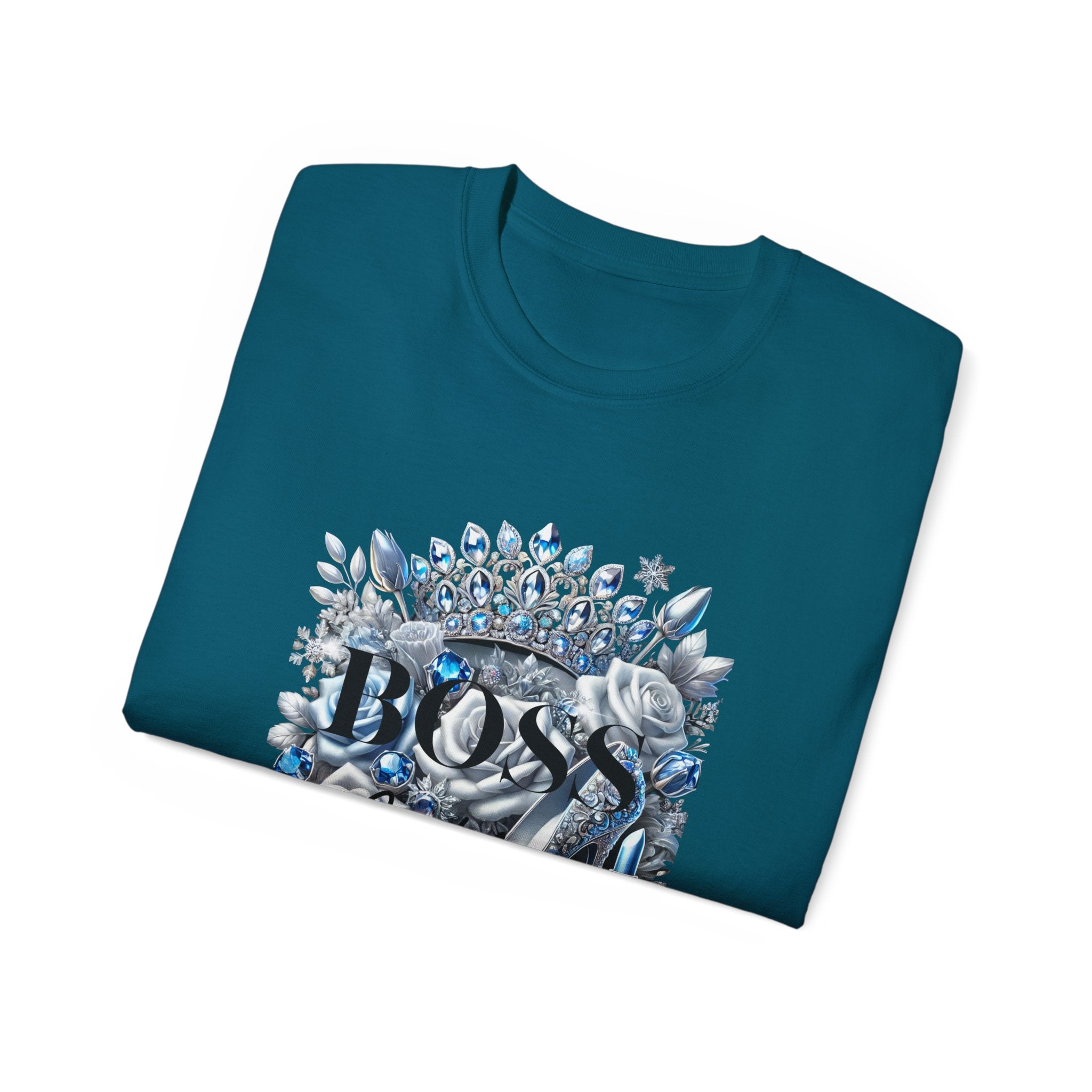 Boss Lady Tee — Women's Empowerment Graphic T‑Shirt (Crown & Roses Design)