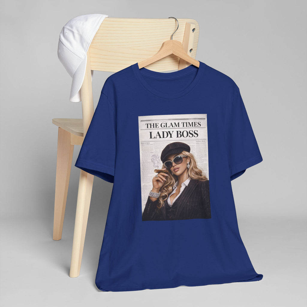 Lady Boss Graphic T-Shirt — 'The Glam Times' Vintage Newspaper Design