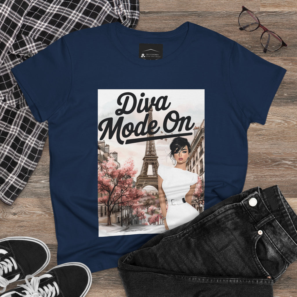 Diva Mode On Tee — Paris Chic Women's Graphic T‑Shirt