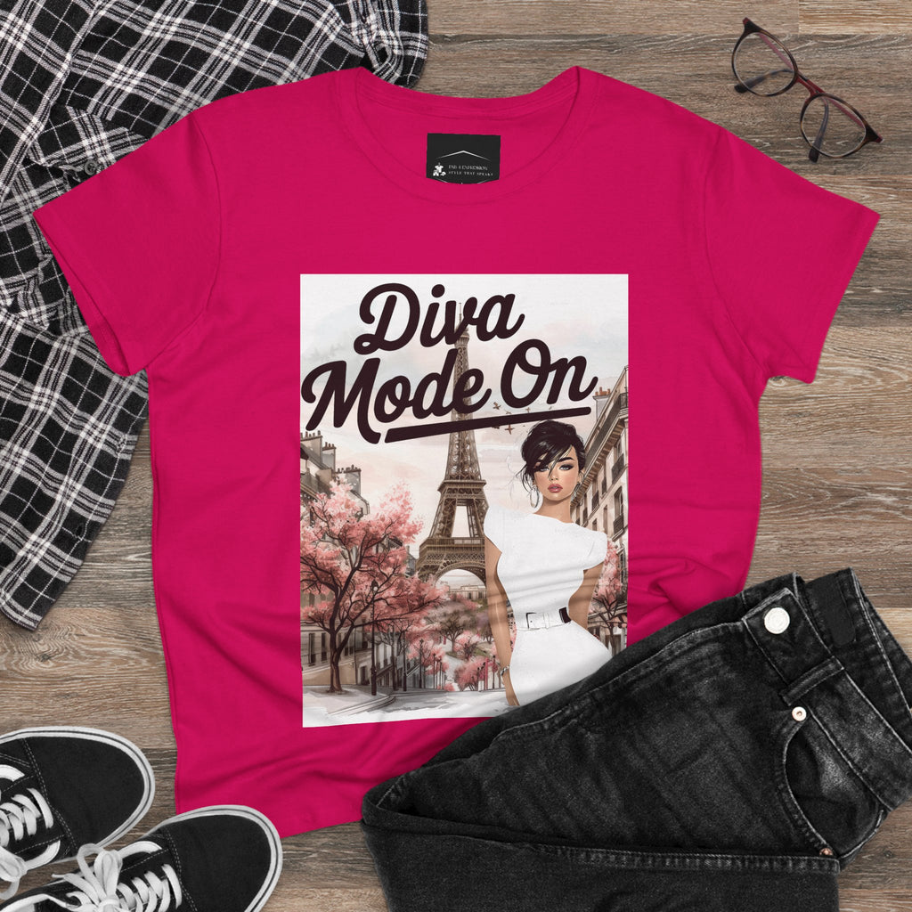 Diva Mode On Tee — Paris Chic Women's Graphic T‑Shirt