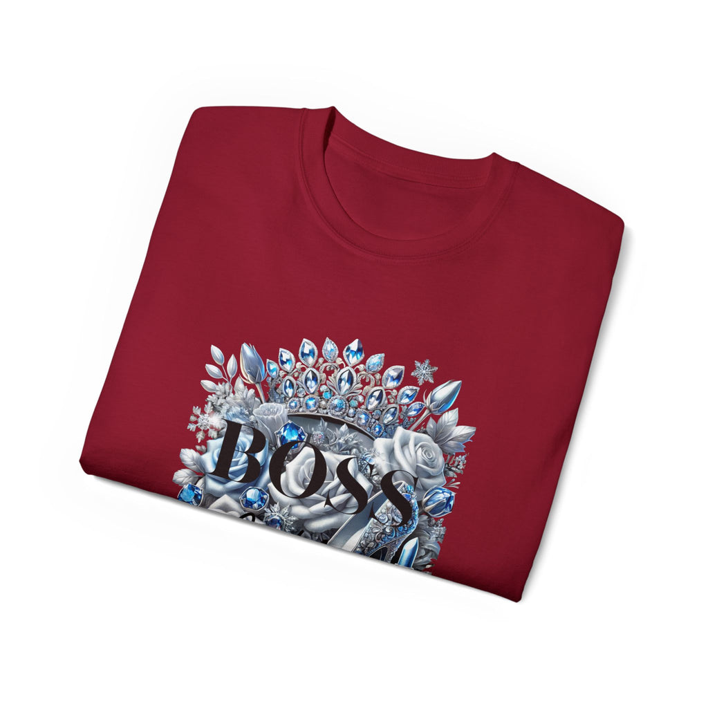 Boss Lady Tee — Women's Empowerment Graphic T‑Shirt (Crown & Roses Design)