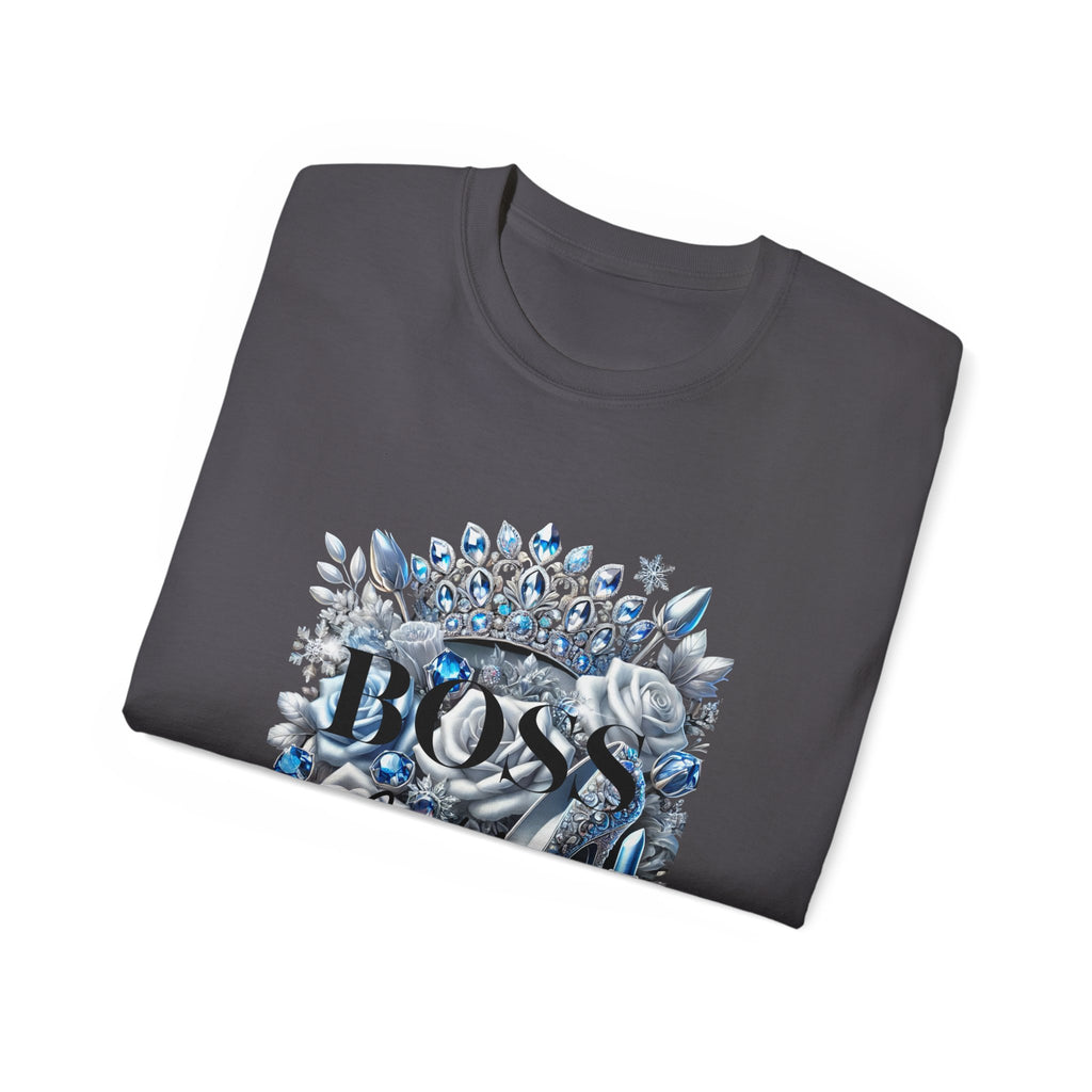 Boss Lady Tee — Women's Empowerment Graphic T‑Shirt (Crown & Roses Design)