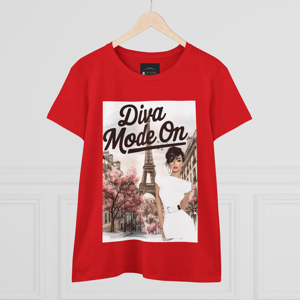 Diva Mode On Tee — Paris Chic Women's Graphic T‑Shirt