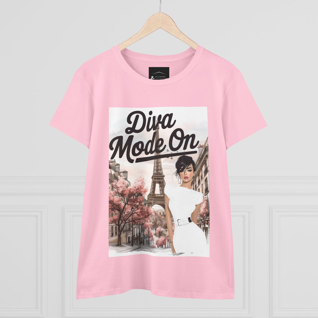Diva Mode On Tee — Paris Chic Women's Graphic T‑Shirt