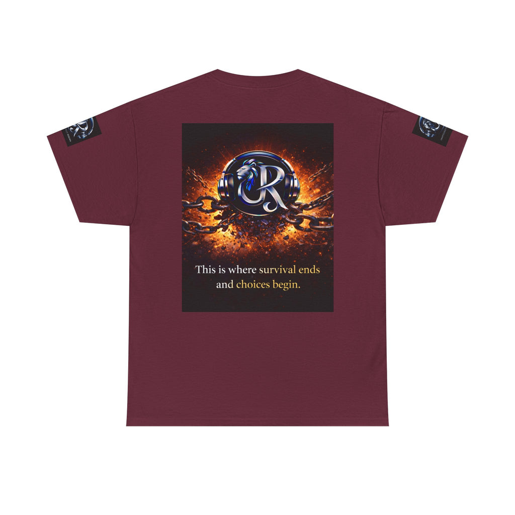 Graphic Tee — 'This is where survival ends and choices begin' Emblem