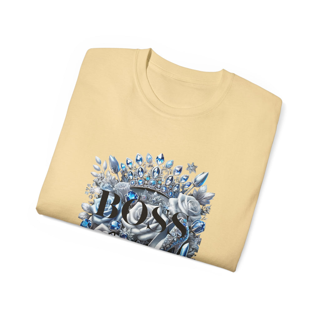 Boss Lady Tee — Women's Empowerment Graphic T‑Shirt (Crown & Roses Design)