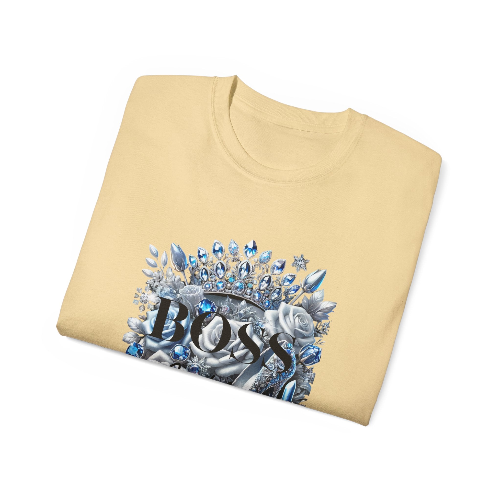 Boss Lady Tee — Women's Empowerment Graphic T‑Shirt (Crown & Roses Design)
