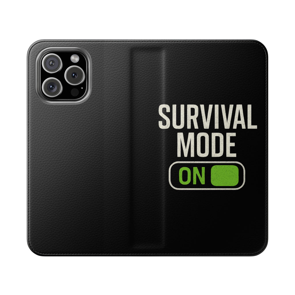 Survival Mode On Flip Phone Case — Wallet Flip Case with 'Survival Mode' Design