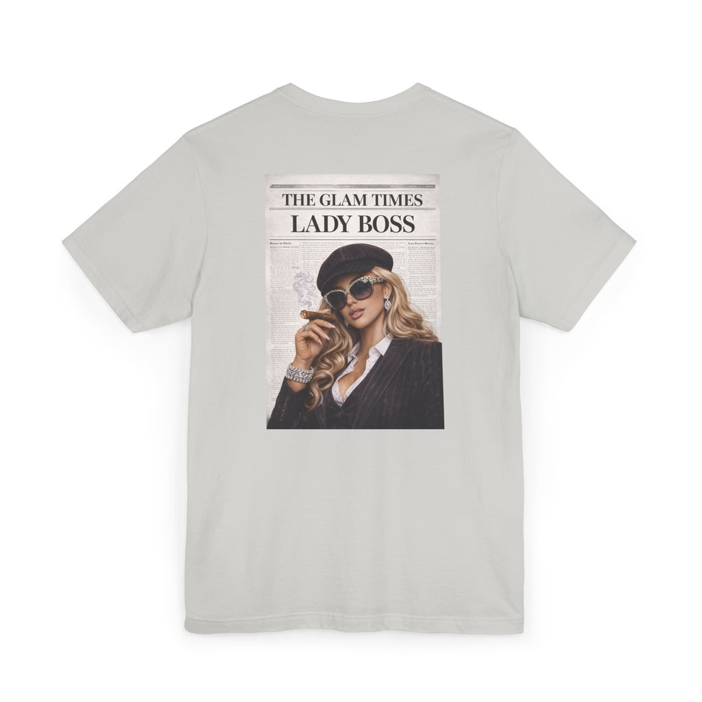 Lady Boss Graphic T-Shirt — 'The Glam Times' Vintage Newspaper Design