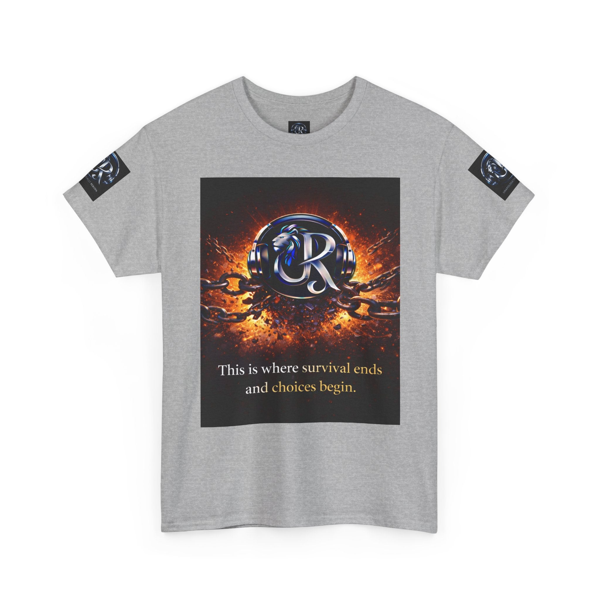 Graphic Tee — 'This is where survival ends and choices begin' Emblem