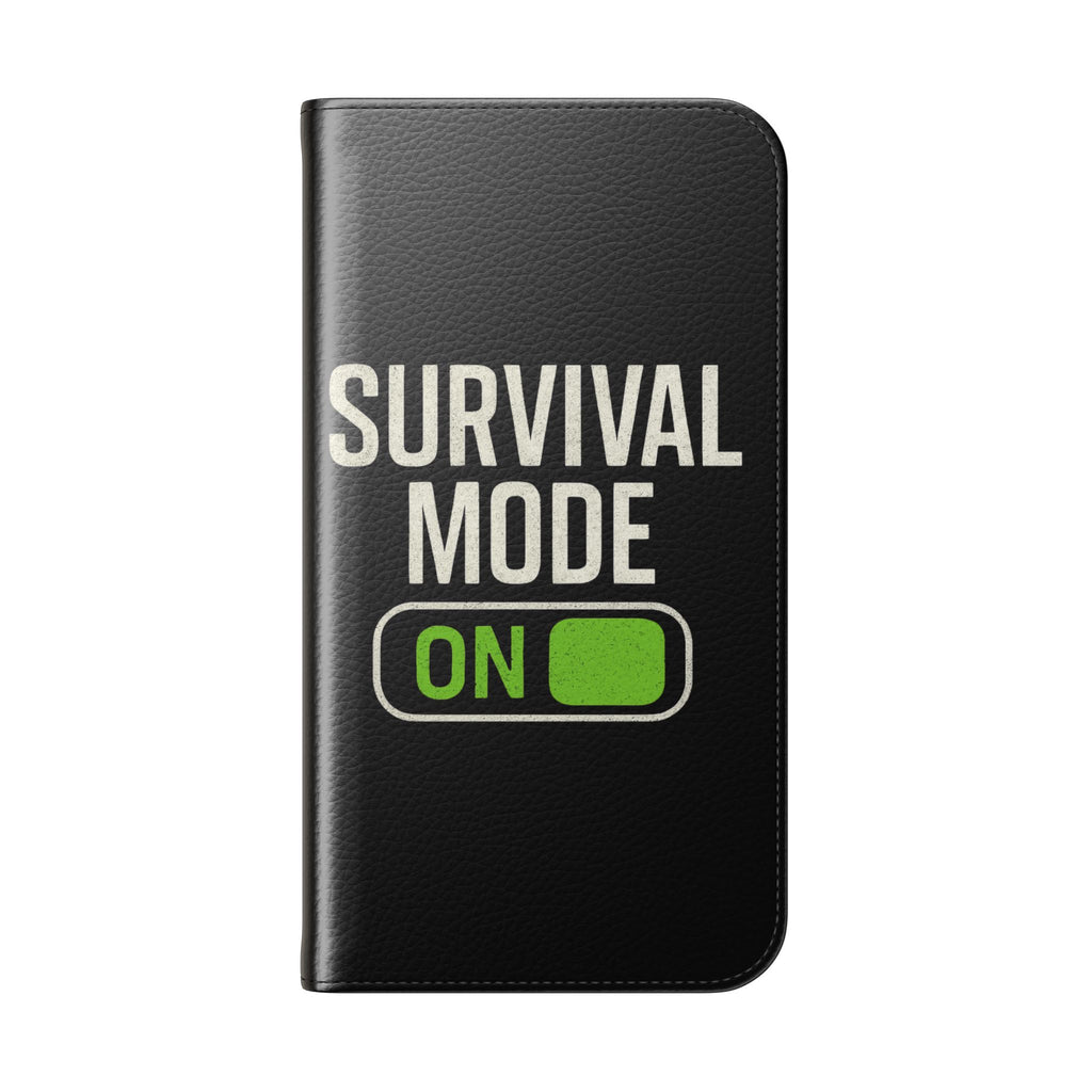 Survival Mode On Flip Phone Case — Wallet Flip Case with 'Survival Mode' Design