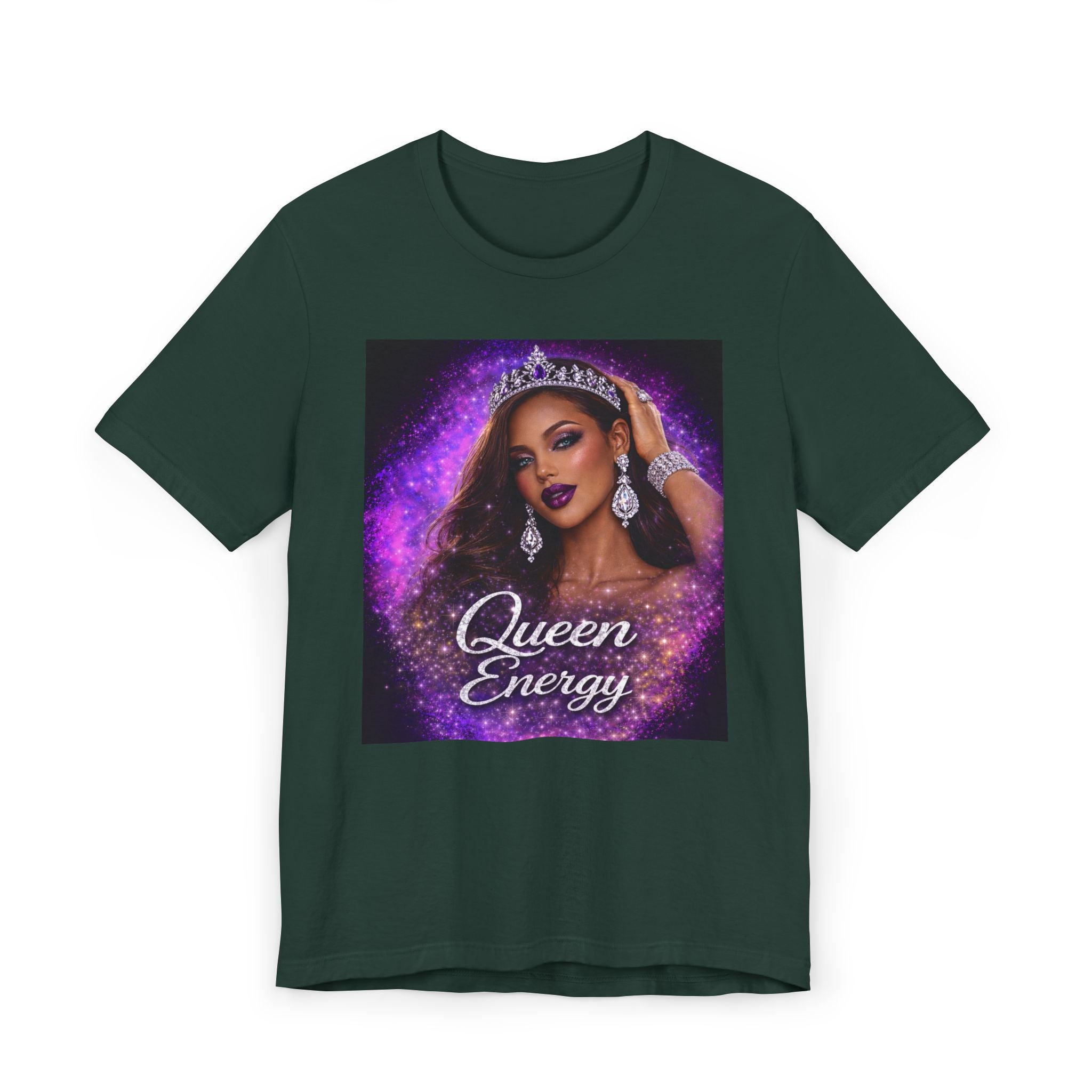 Queen Energy T‑Shirt — Glam Crown Graphic Tee for Women & Allies