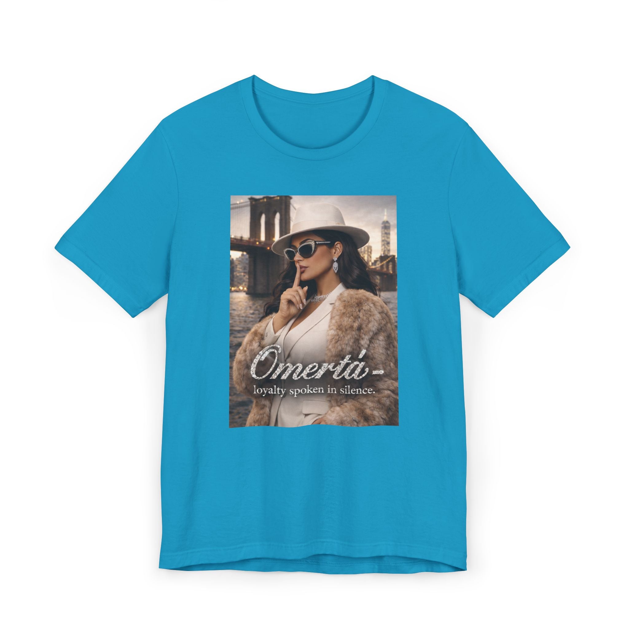 Omertà Graphic Tee - Vintage Femme Noir Fashion T-Shirt, White Suit