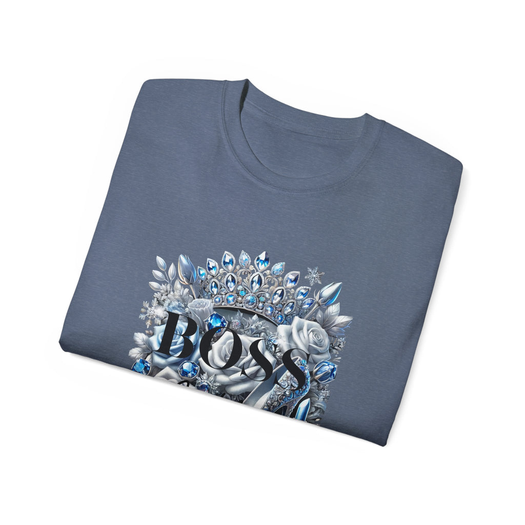 Boss Lady Tee — Women's Empowerment Graphic T‑Shirt (Crown & Roses Design)