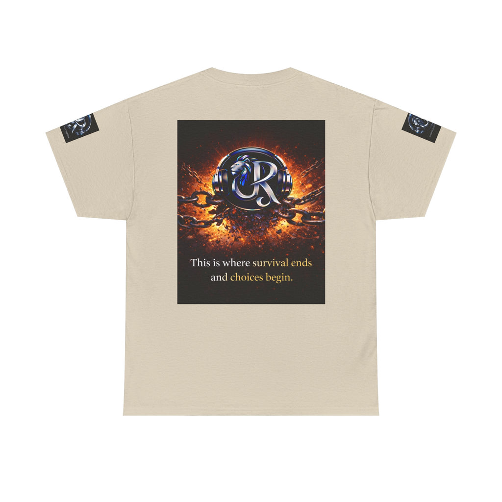 Graphic Tee — 'This is where survival ends and choices begin' Emblem