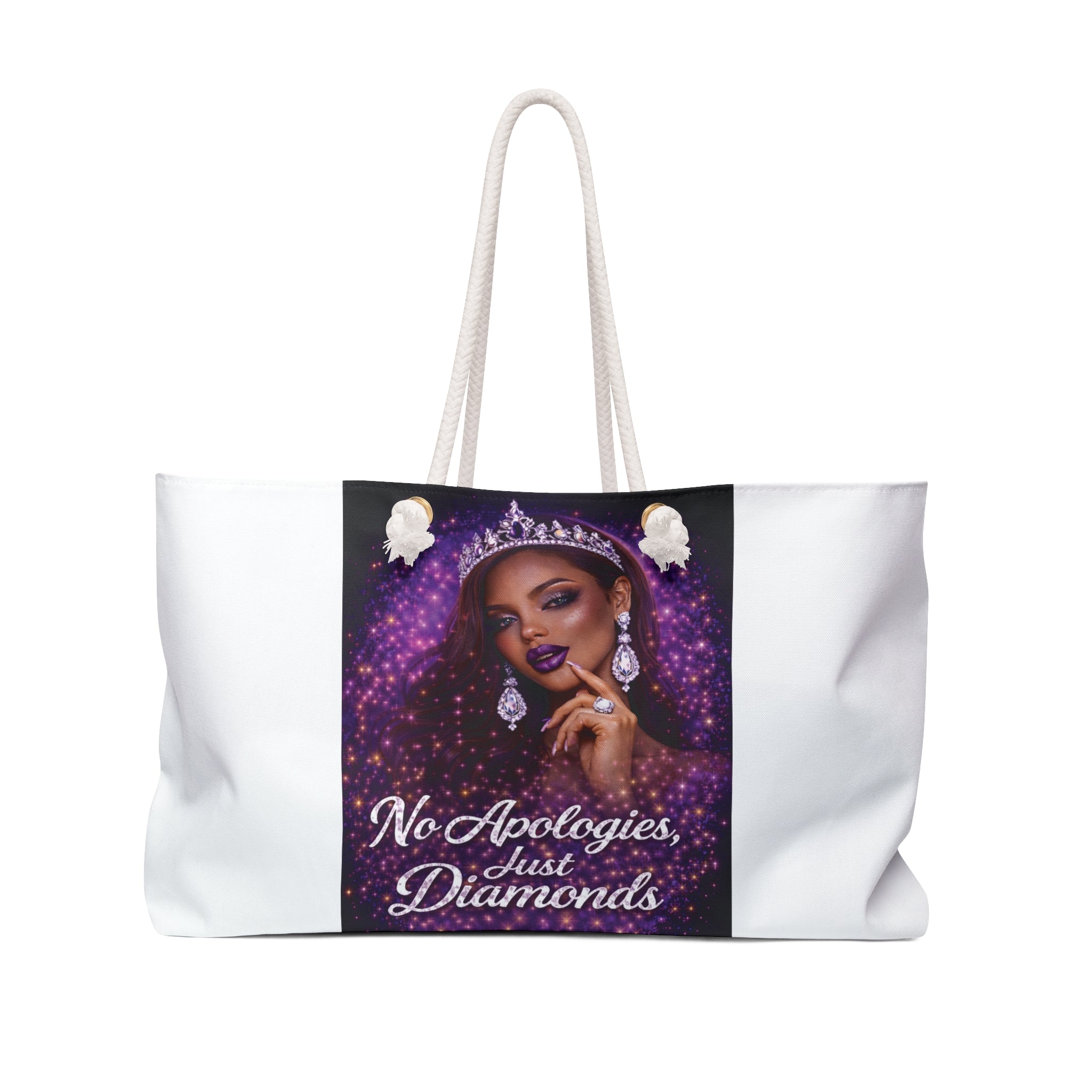 Weekender Bag — "No Apologies, Just Diamonds" Glam Travel Tote