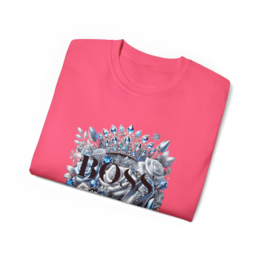 Boss Lady Tee — Women's Empowerment Graphic T‑Shirt (Crown & Roses Design)