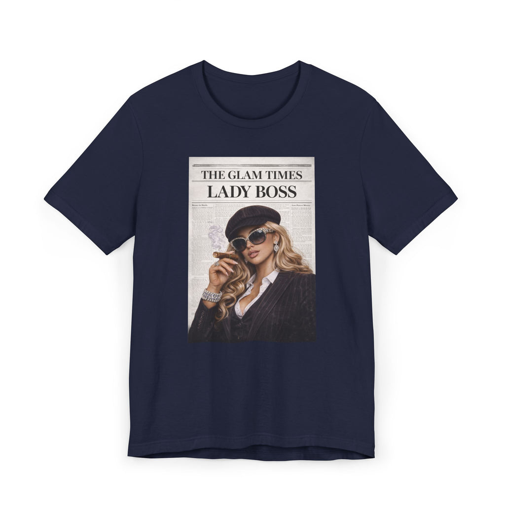 Lady Boss Graphic T-Shirt — 'The Glam Times' Vintage Newspaper Design