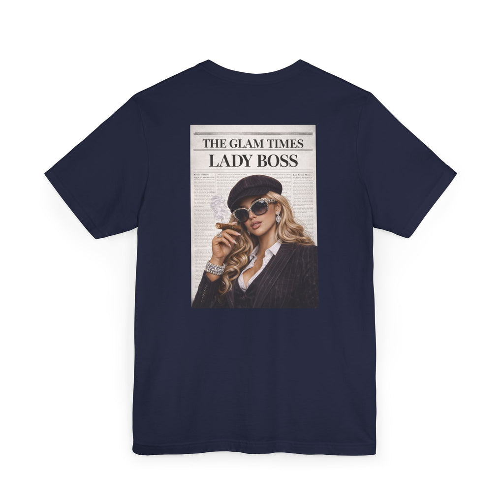 Lady Boss Graphic T-Shirt — 'The Glam Times' Vintage Newspaper Design