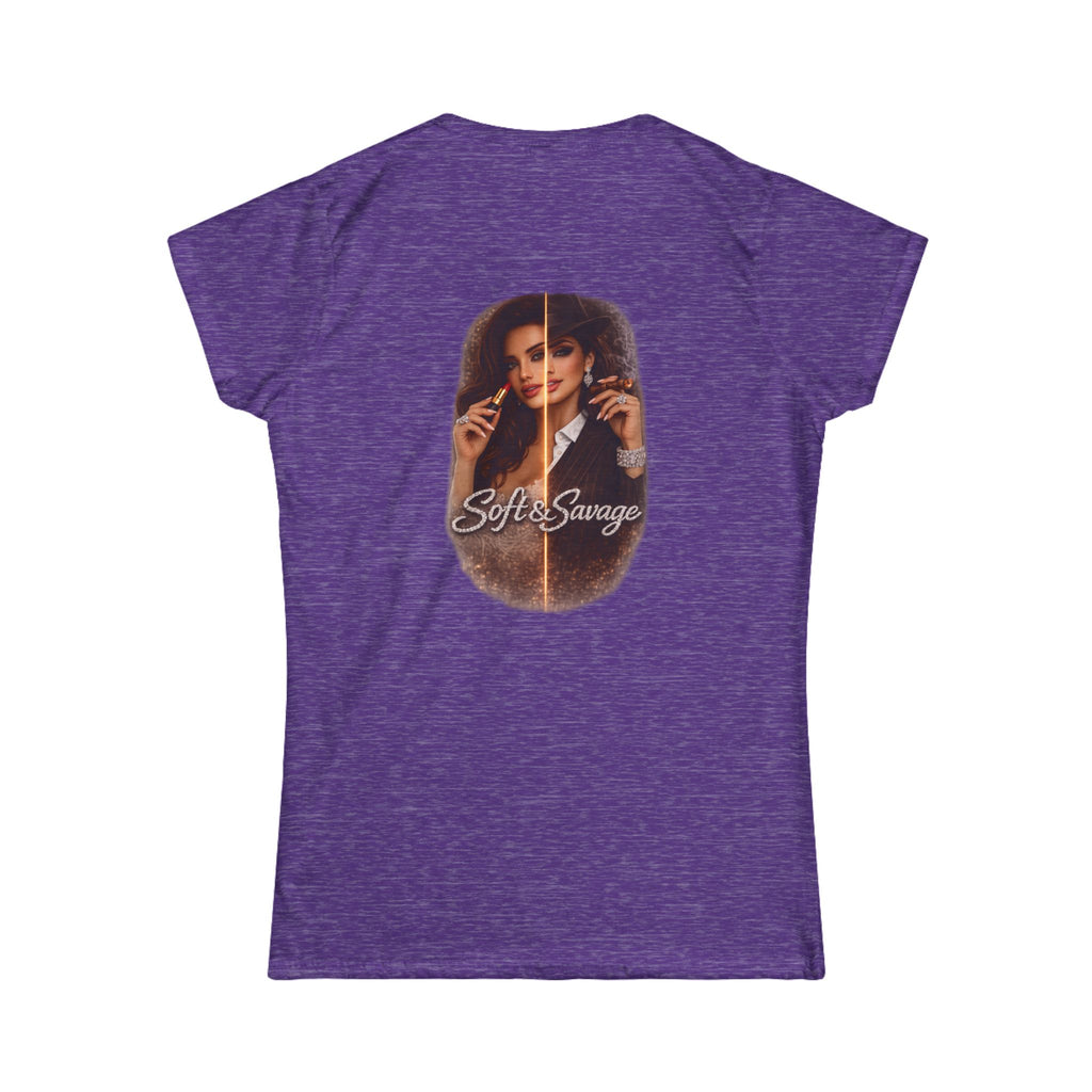 Soft & Savage Women's Tee — Retro Glam Portrait Graphic Shirt