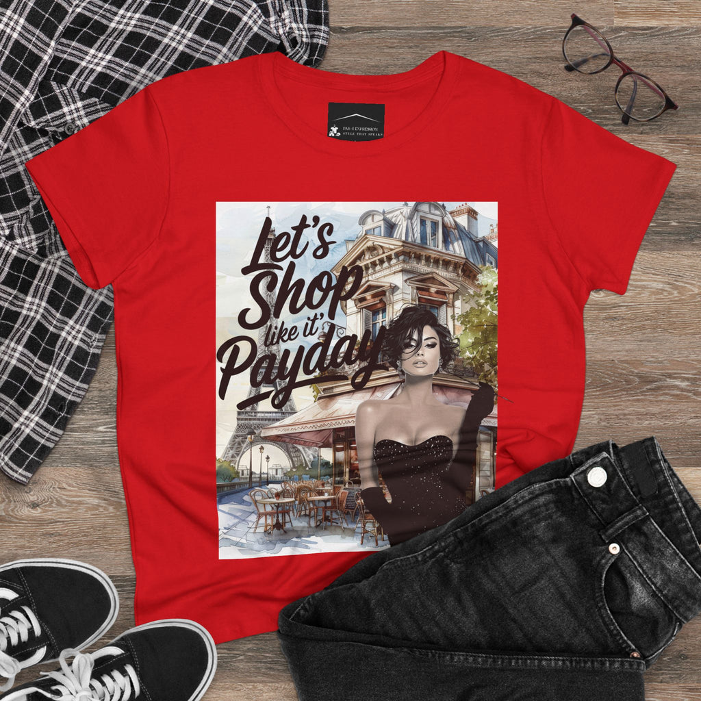 Let’s Shop Like It’s Payday Tee — Retro Chic Women’s Graphic T-Shirt