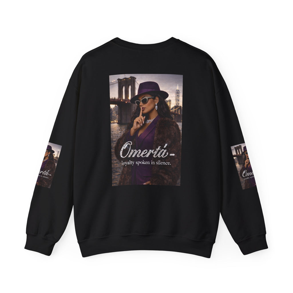 Omertà Crewneck Sweatshirt – Vintage Noir Graphic Crewneck Sale ends 02/15/26
