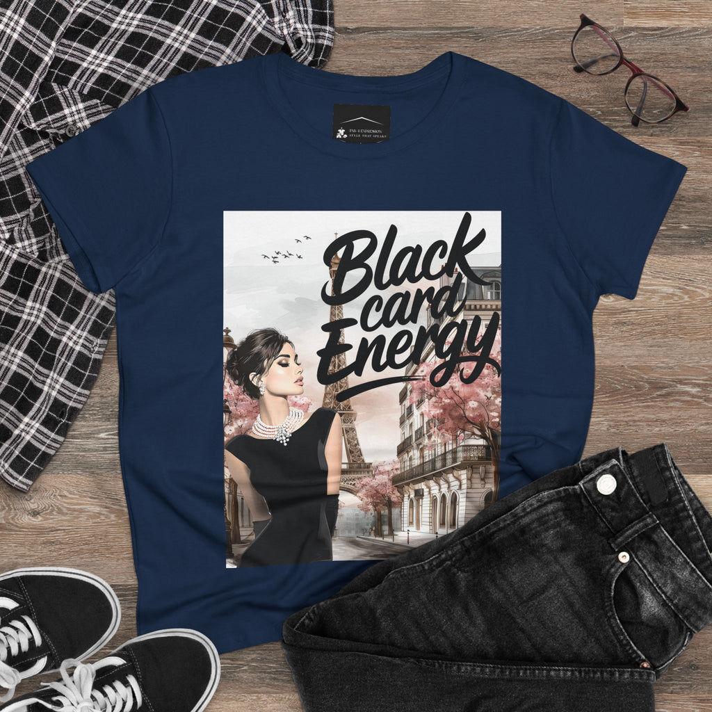 Black Card Energy Women's Tee — Vintage Glam Graphic T-Shirt