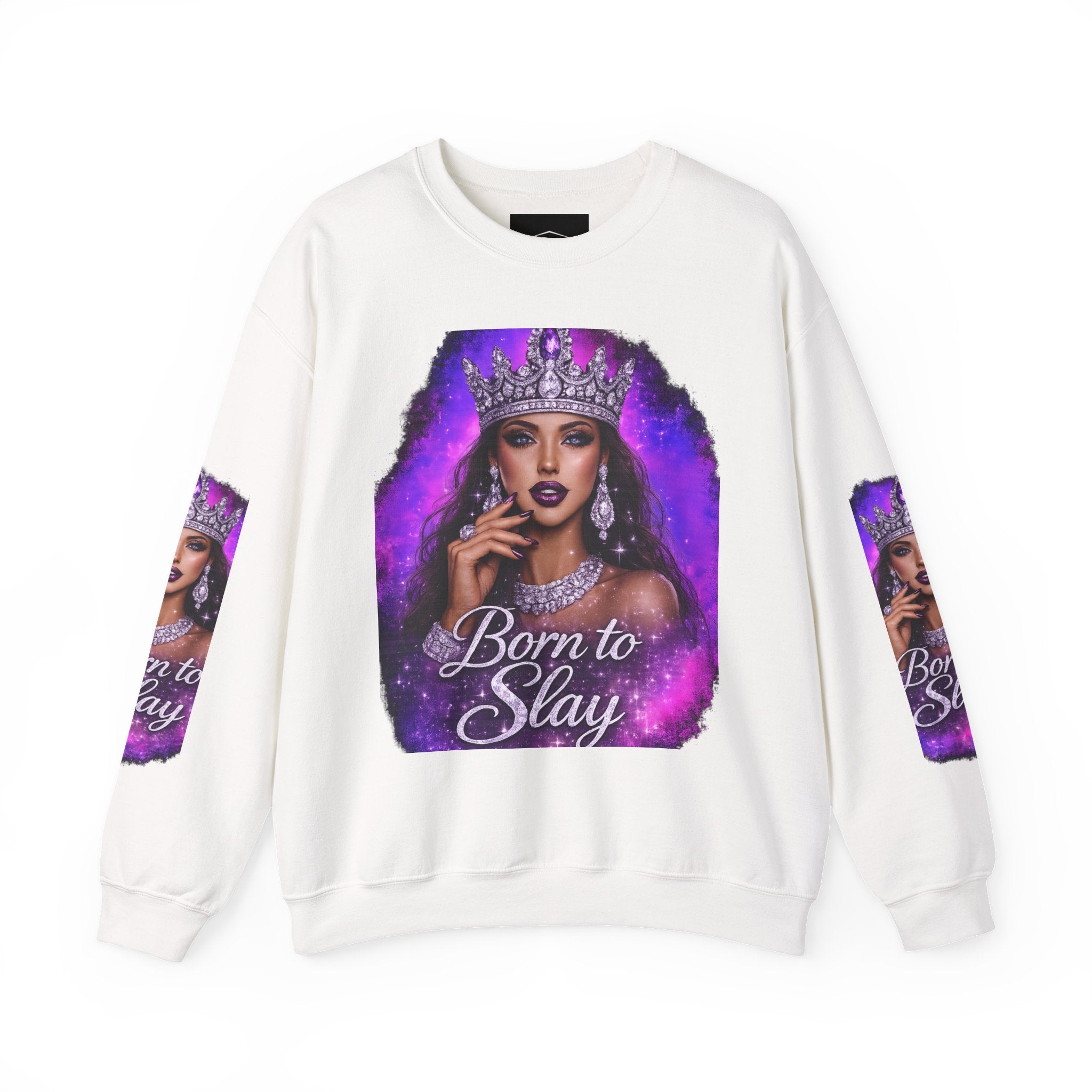 Crewneck Sweatshirt — "Born to Slay" Crowned Queen Graphic