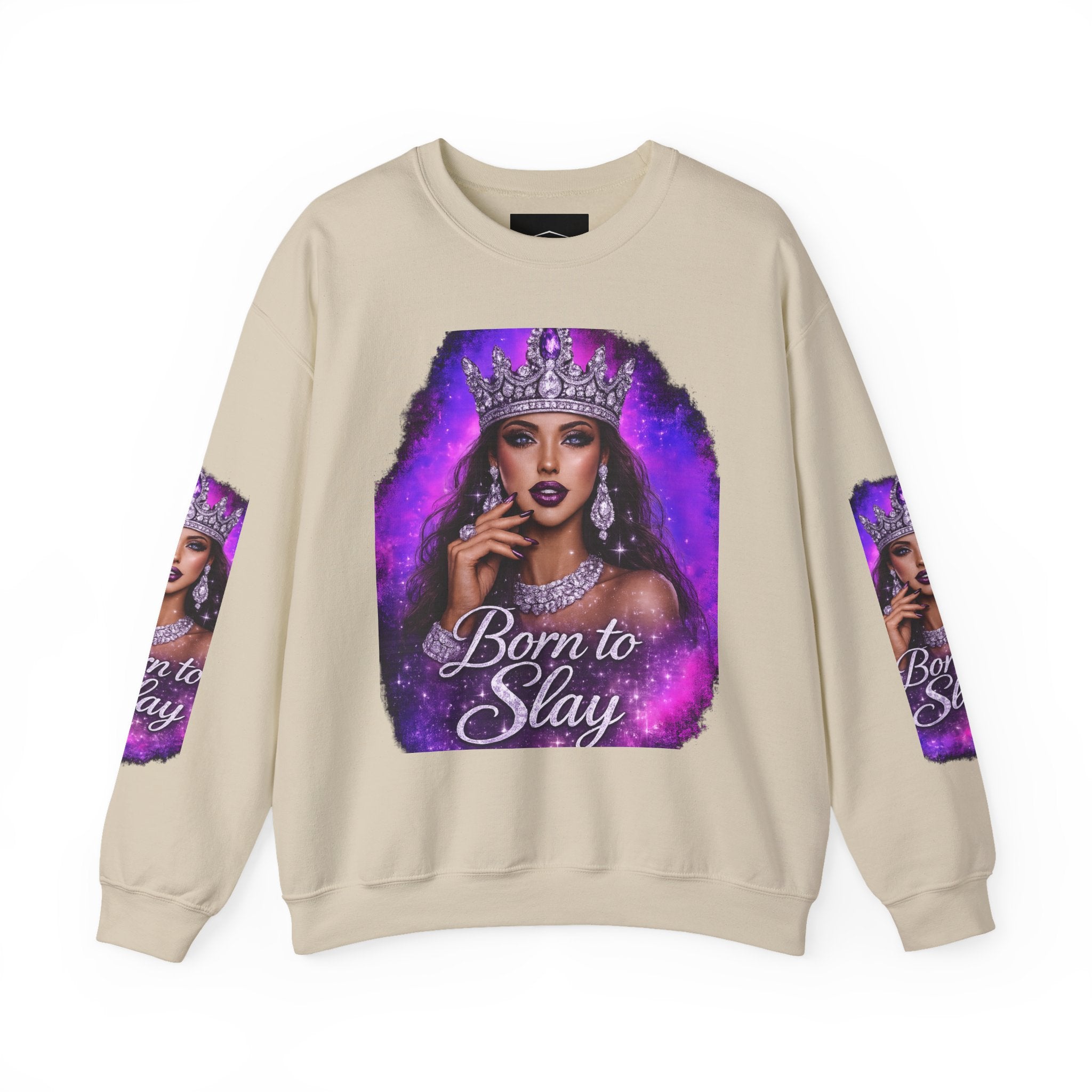 Crewneck Sweatshirt — "Born to Slay" Crowned Queen Graphic